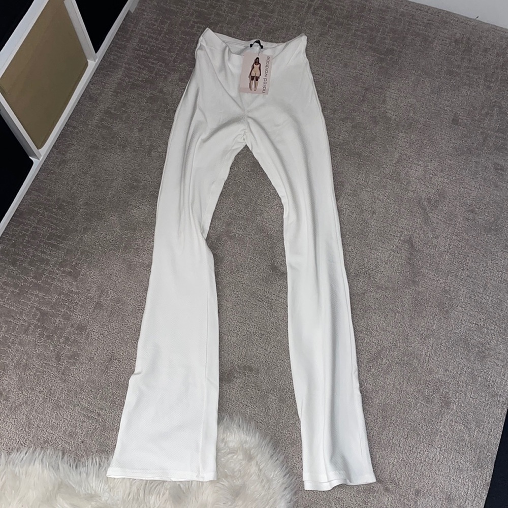 Naked wardrobe white flare leggings